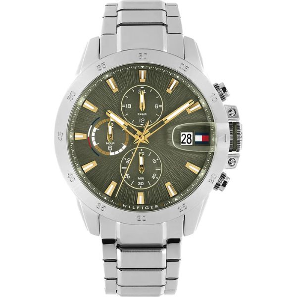 Tommy Hilfiger Jameson Silver and Green Men's Wrist Watch