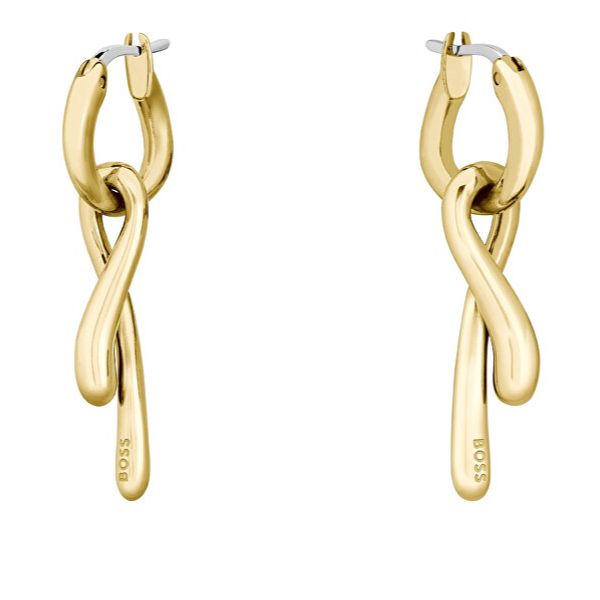 Hugo Boss Jewellery Gold-tone hoop earrings with logo detail