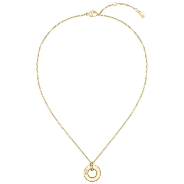 Hugo Boss Jewellery Gold-tone necklace with logo hoop
