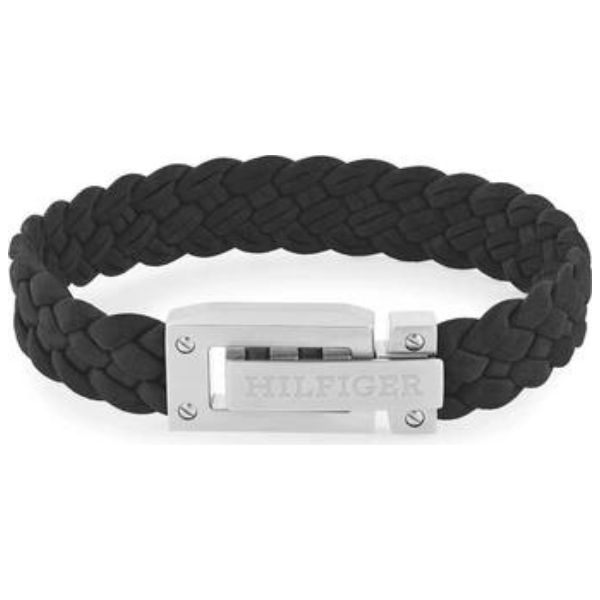 Tommy Hilfiger Men's Black leather Bracelet