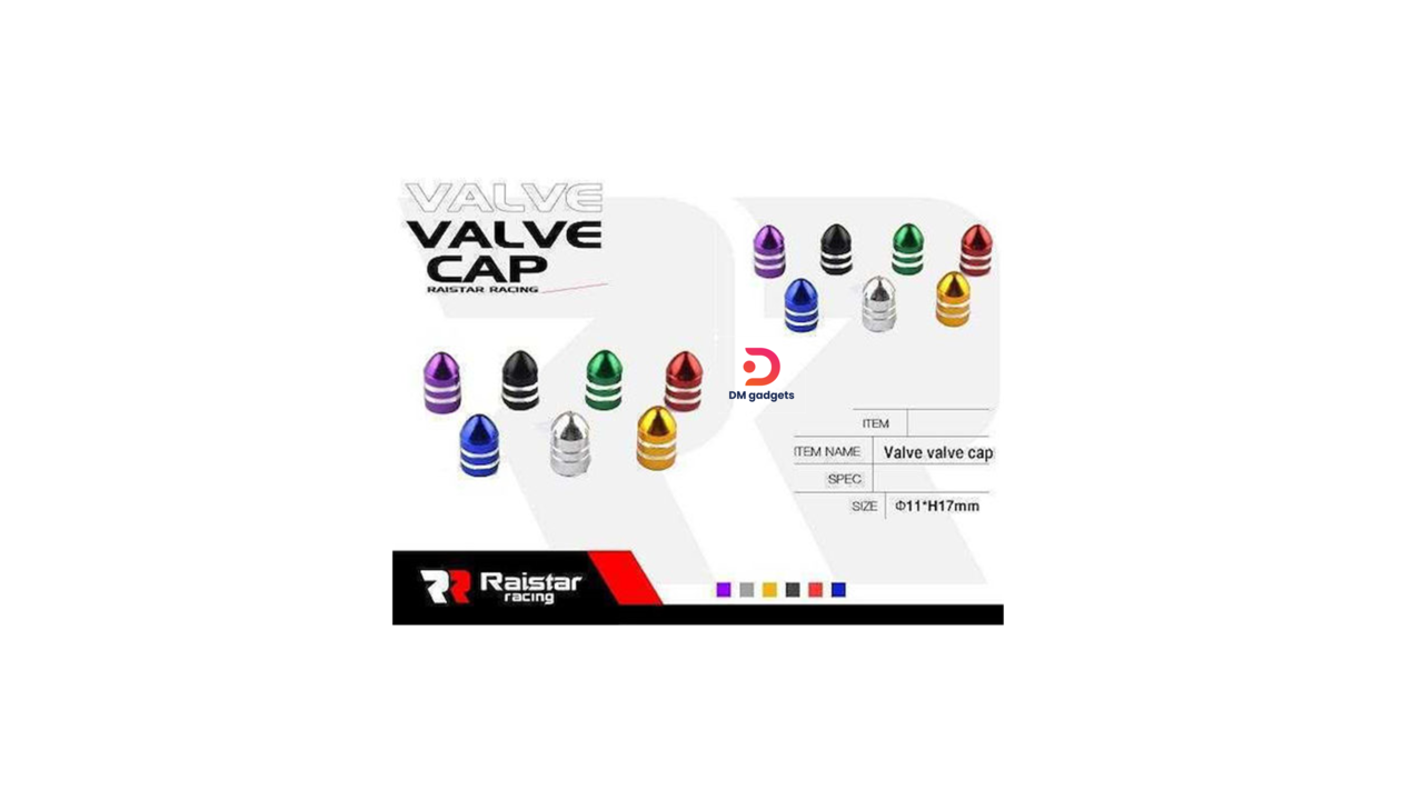 641B#Raistar®Racing Tire Valve 4xCaps-set-R-Z17103-4U-140520 -Red-Silver