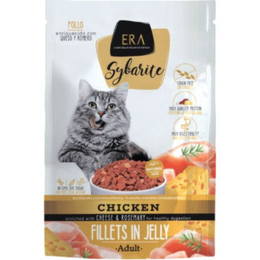 Era - Sybarite Adult Fillets in Jelly Chicken with Cheese & Rosemary 85g