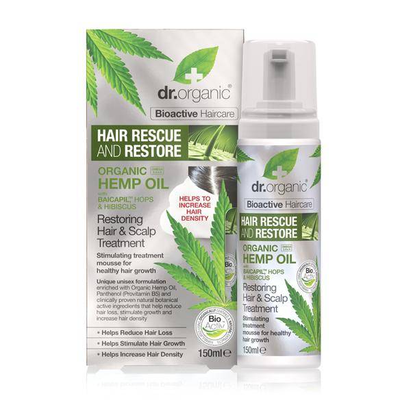 Dr. Organic Hemp Oil Restoring Hair & Scalp Treatment - Mousse For Healthy Hair Growth 150ml