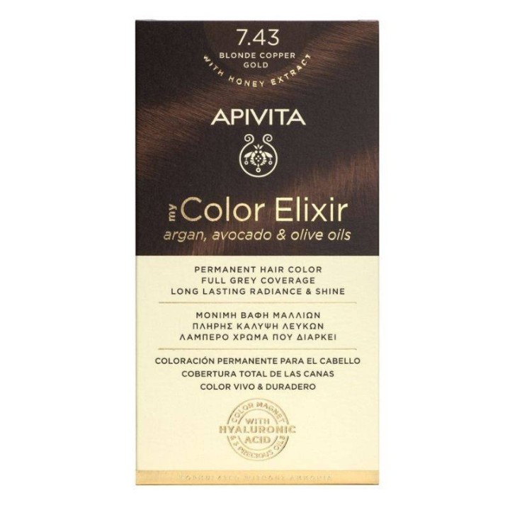 Apivita My Color Elixir  Hair Dye Color 7.43 Blonde Copper Gold