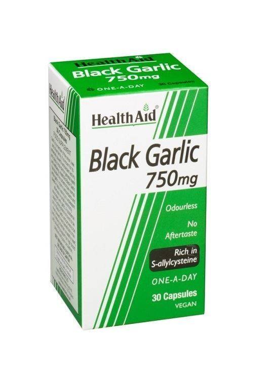 Health Aid Black Garlic 750Mg Contribute To Maintenance Of Healthy Heart& Immune System 30 Tablets