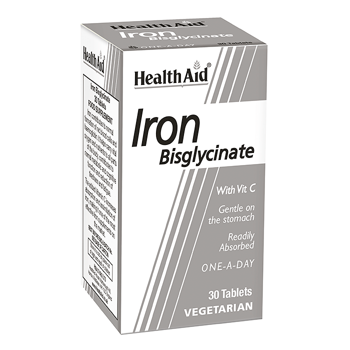 Health Aid Iron Bisglycinate Iron With Vitamin C 30 Tablets