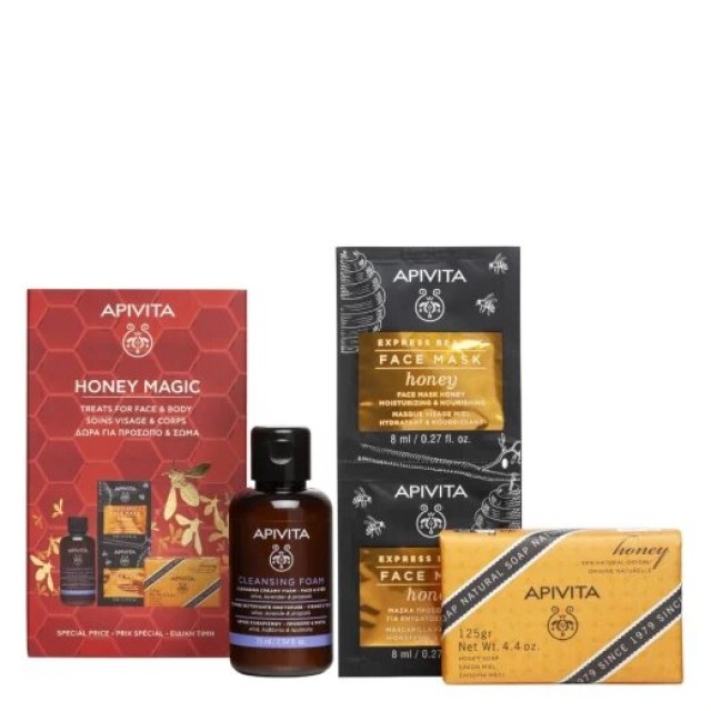 Apivita Honey Magic Set Xmas24 Cleansing Foam 75Ml & Honey Mask & Bar Soap