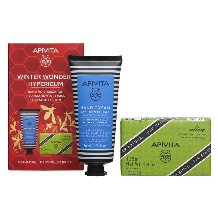 Apivita Xmas Hand Cream Hypericum &Olive Soap, Set