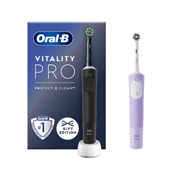 Oral-B Vitality Pro Gift Edition Black & Pink Duo Pack Electric Toothbrushes 2Pcs