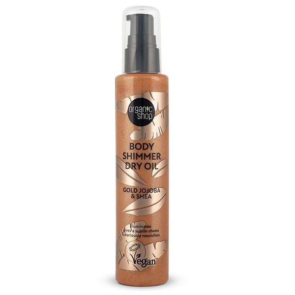 Organic Shop by Natura Siberica Body Shimmer Dry Oil Gold Jojoba & Shea Iridescent Dry Body Oil, 100ml