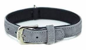 Nobby Velours Suede Leather Collar Gray - 52 Cm (41-49 Cm)
