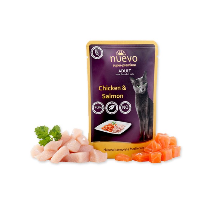 Nuevo Adult Cat Pouch With Salmon And Chicken - 80gr