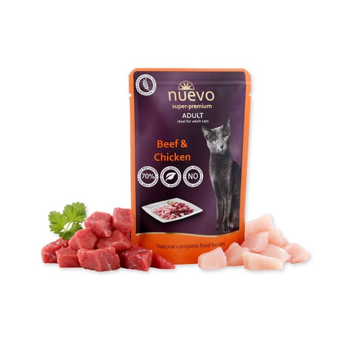 Nuevo Adult Cat Pouch With Beef & Chicken - 80gr