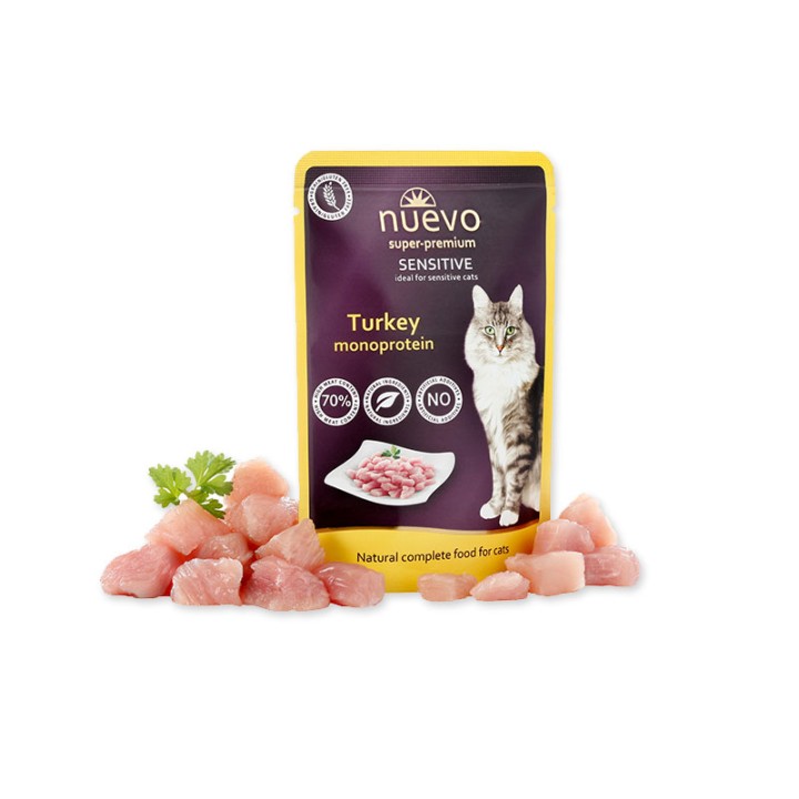 Nuevo Pouch For Sensitive Cats Monoprotein With Turkey - 80gr