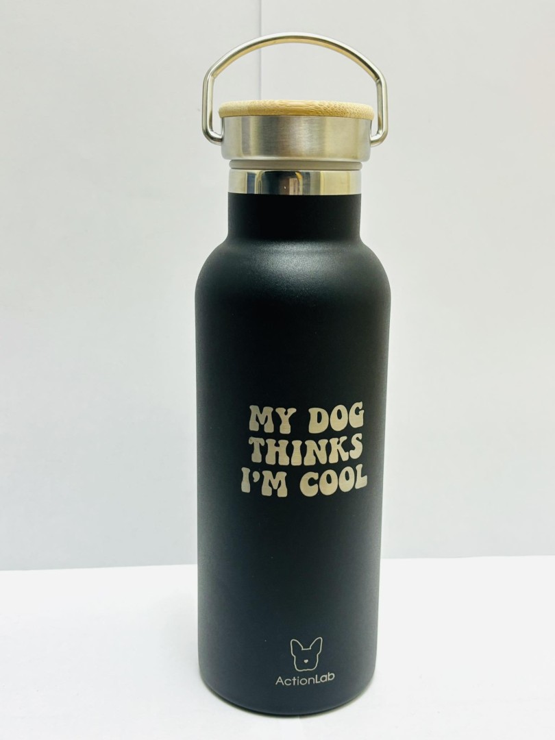 Action Trade Bamboo Bottle Black My Dog Thinks I'M Cool 500Ml