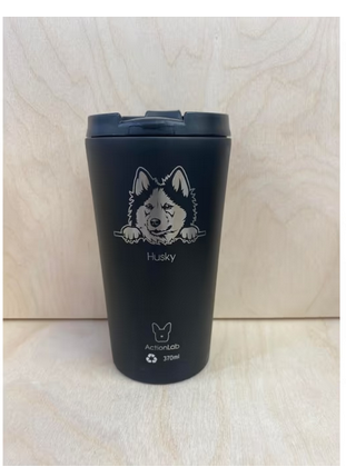 Coffee Thermos Husky Black & White - White