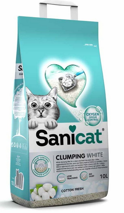 Sanicat Clumping White Cotton Fresh Cat Litter - 10 Kg