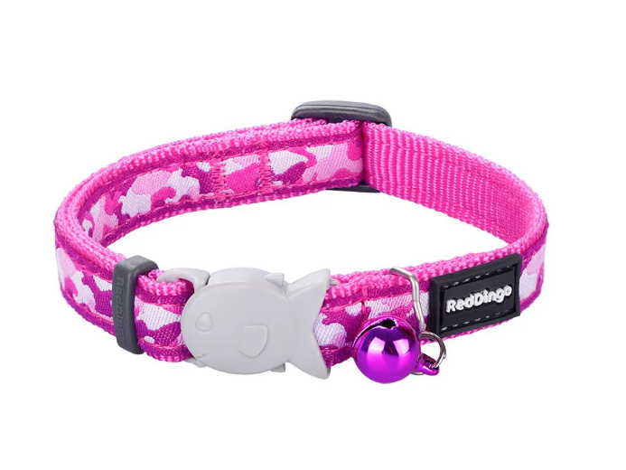 Red Dingo Camouflage Hot Pink Cat Collar - Xs