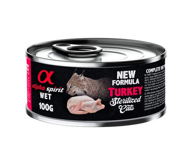 Alpha Spirit Turkey Adult Sterilized Wet Cat Food - 200gr