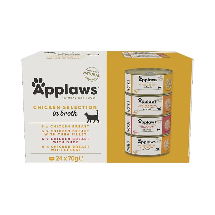 Applaws Cat Tin Mp Chicken Selection In Broth (24x70g) - 1.75 Kg