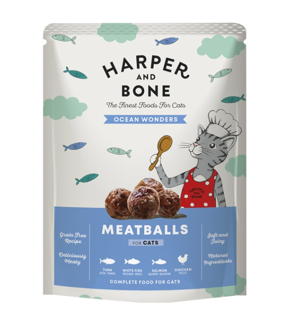 Harper & Bone Ocean Wonders Meatballs Cat Wet Food With Fish Sachets - 85gr
