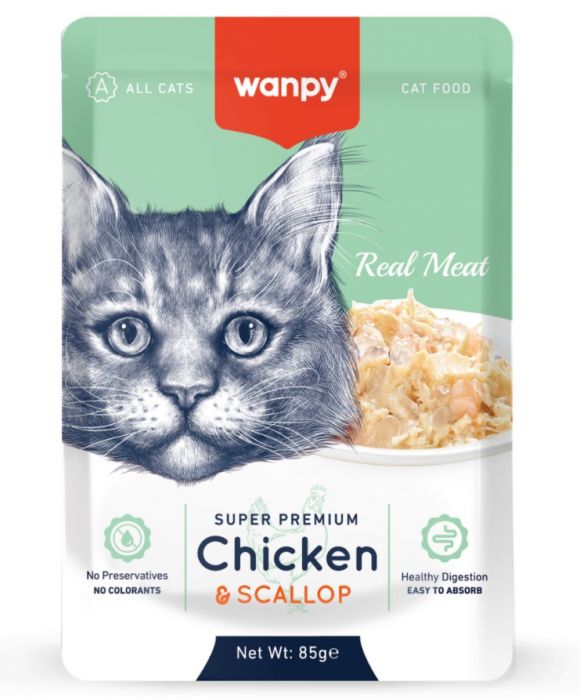 Wanpy - Cat Pouch Chicken & Scallop 85gr - 85gr