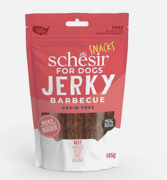 Schesir Jerky Barbecue Beef Dog Snack - 145gr