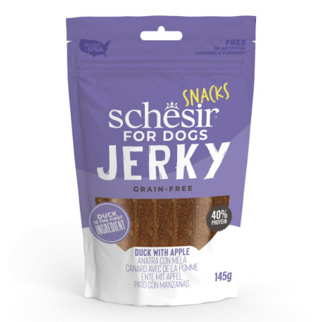 Schesir Dog Snack Jerky Duck Apple - 145gr