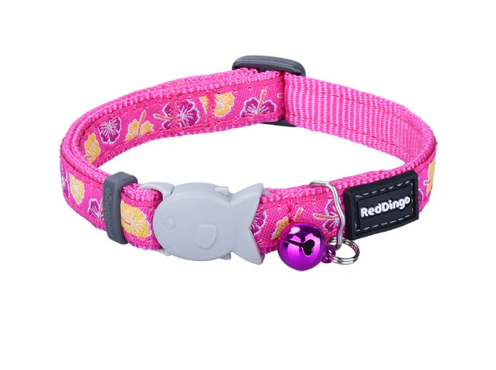 Red Dingo Hibiscus Hot Pink Cat Collar - 1gr - 12Mm X 20-32Cm