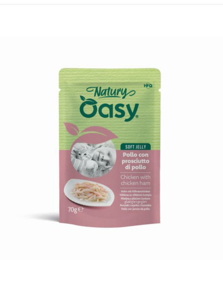 Oasy Wet Cat Natury Soft Jelly - Chicken With Chicken Ham - 70gr