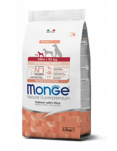 Monge Natural Super Premium Mini Puppy And Junior Monoprotein Salmon With Rice - 2.5 Kg