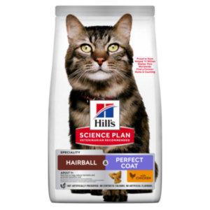 Hills Feline Adult Hairball & Perfect Coat Adult Dry Cat Food With Chicken - 3 Kg