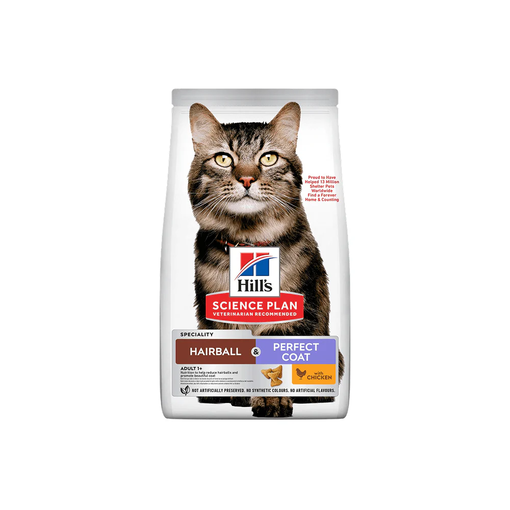 Hills Feline Adult Hairball & Perfect Coat Adult Dry Cat Food With Chicken - 1.5 Kg