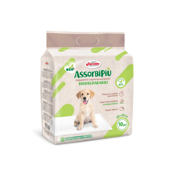 Assorbipiu Biodegradable Puppy Pads with Sticker 10pcs – (60x90cm)
