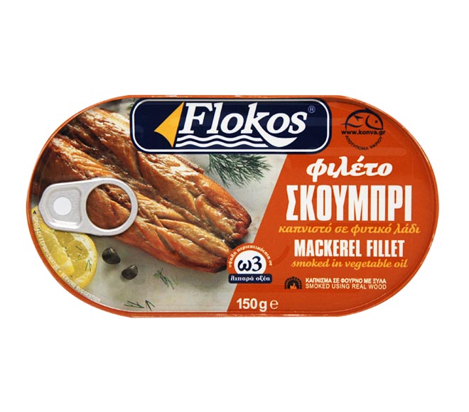Flokos Smoked Mackerel In Vegetable Oil 150Gr