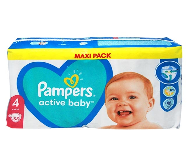 Pampers Active Baby Baby Diapers N4 58Pcs