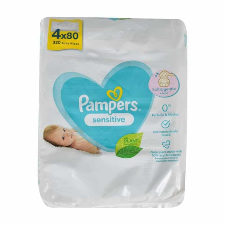 PAMPERS WIPES SENSITIVE 4X80s