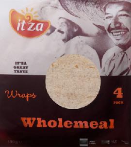 Itza Wholemeal Wraps 4X25Gr 250Gr