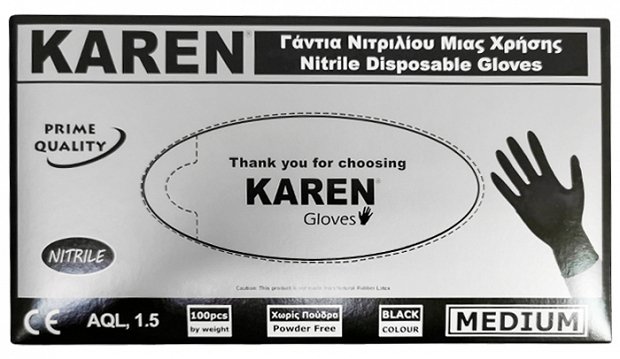 Karen Black Disposable Gloves M 100Pcs