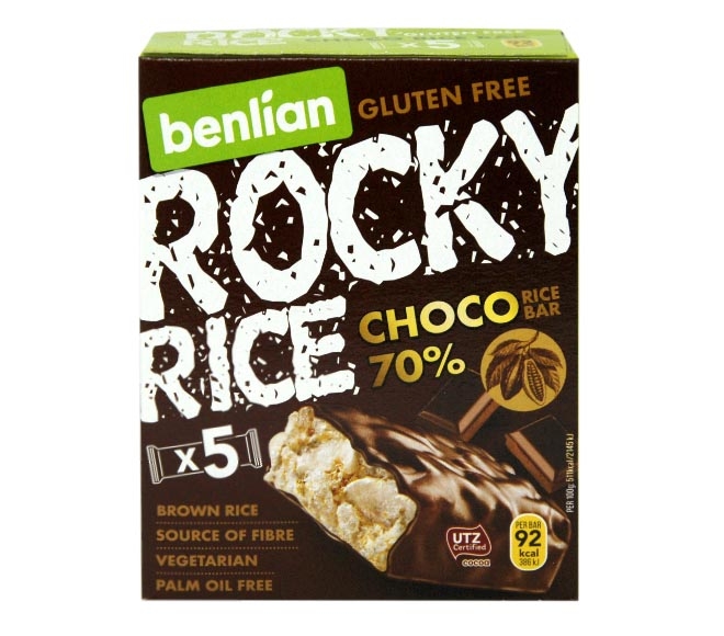 Rocky Rice Bars Choco 70% 5Pcs