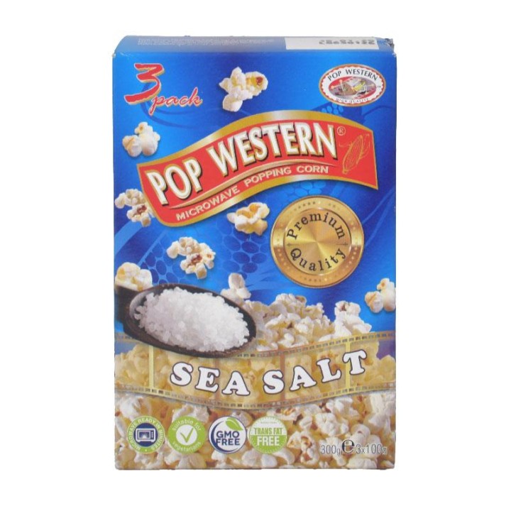Pop Western Popcorn Sea Salt 3Pcsx100Gr