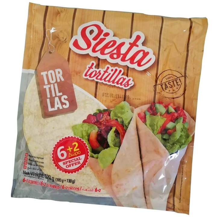 Siesta Tortillas  6+2Pcs