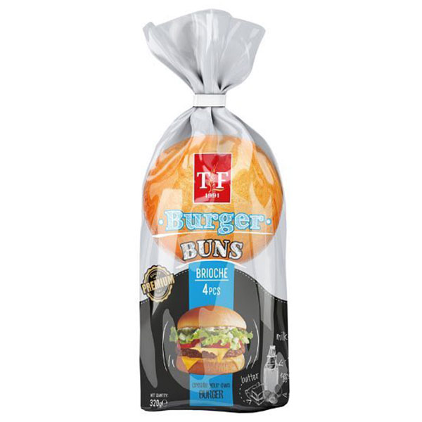T&F Burger Buns Brioche 4Pcs 320Gr