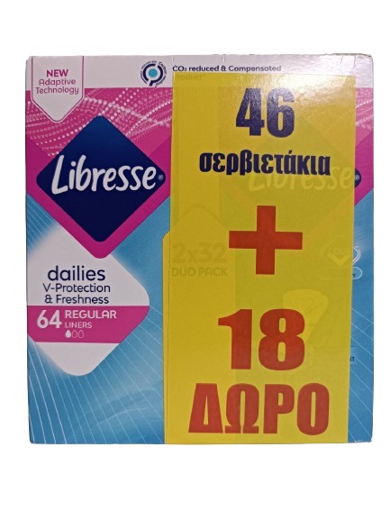 Libresse Dailies Regular Liners 46+18Pcs