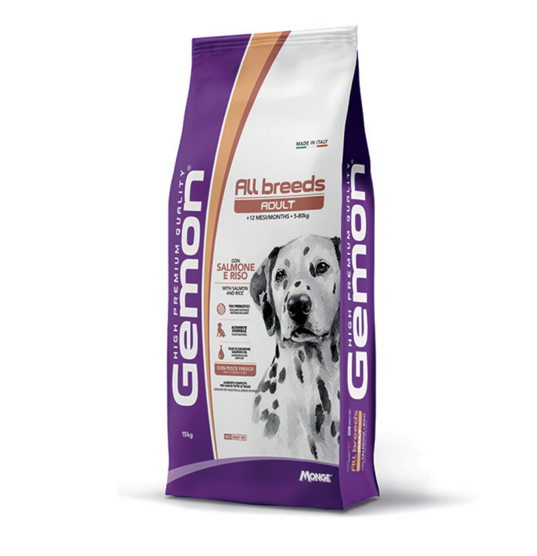 Gemon Dog Food Adult All Breeds Salmon And Rice - 15 Kg
