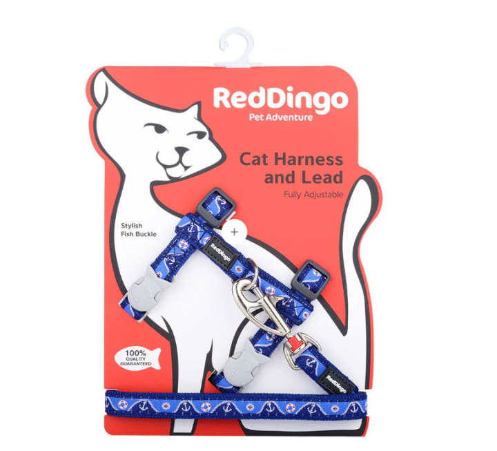 Red Dingo Nautical Dark Blue Cat Harness Xsmall - 1gr - Xs