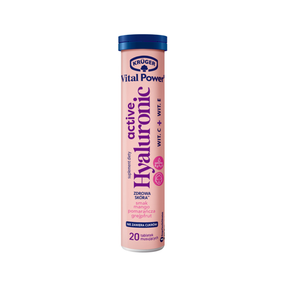 Active Hyaluronic With Vitamins C And E, 20 Effervescent Tablets, Kruger