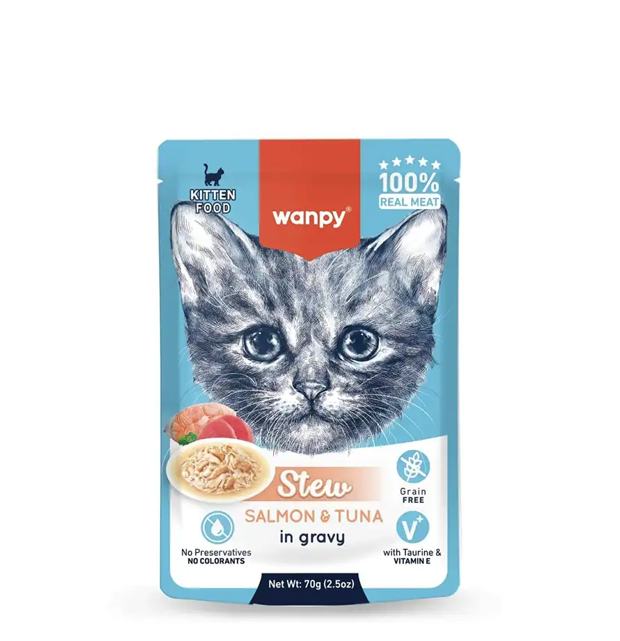 Wanpy Stew Salmon And Tuna In Gravy For Kittens - 70gr