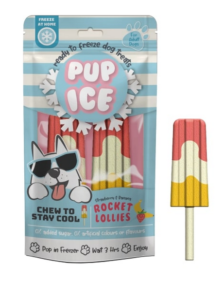 Pup Ice Rocket Lollies Yogurt, Strawberry & Banana - 90gr