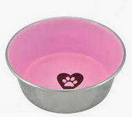 Nayeco Stainless Steel Anti Slip Pink Paw Bowl 0.36Lt